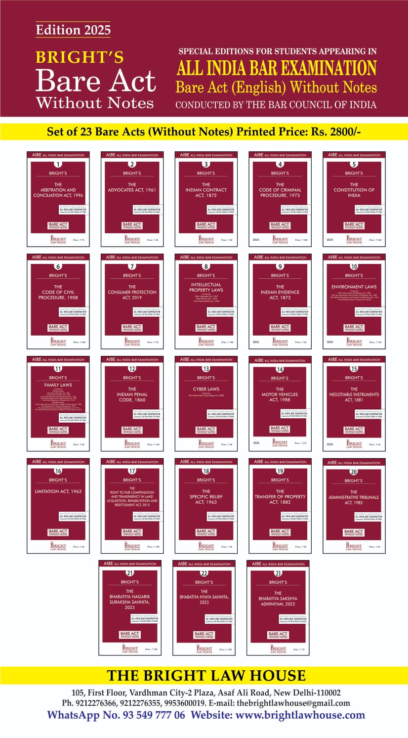 All India Bar Examination Bare Acts Combo Without Notes 2024-25 Edition- As Per Bar Council of India Guidelines set of 23 Bare Acts - LATEST 2024-25 EDITION (English)